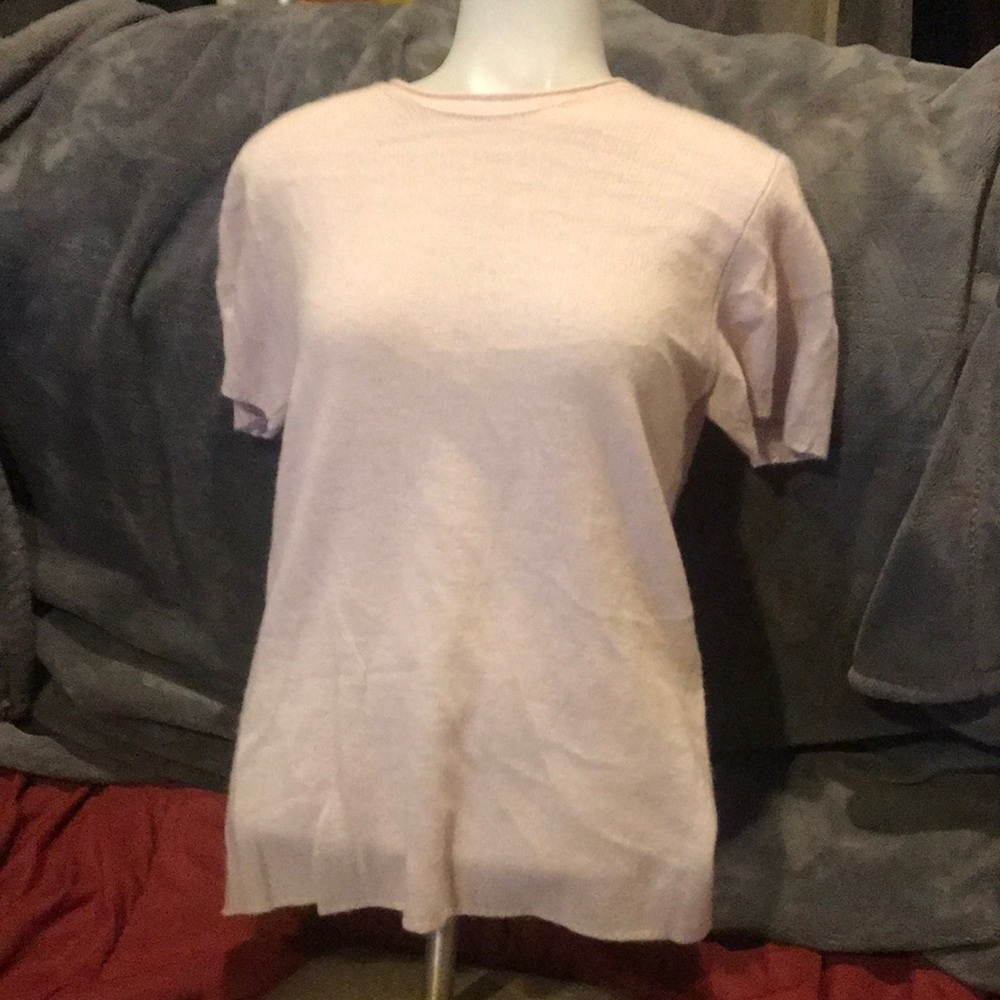 White and warren sz. m roll crew neck cashmere T